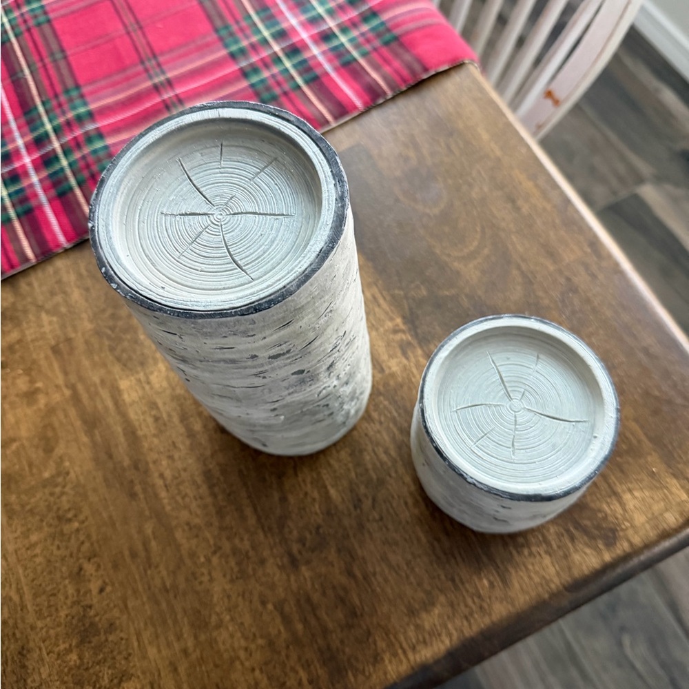 Rustic Birch Bark Candle Holders - Set of 2 - Picture 2 of 4